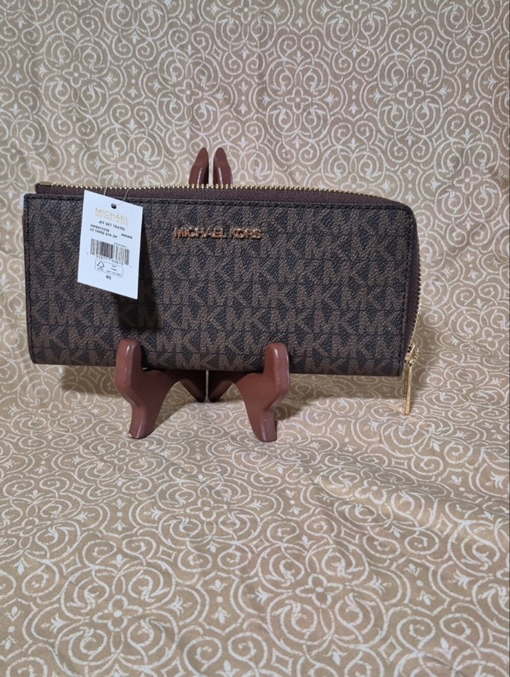 Michael Kors Large Brown Signature Zip-Around Wallet